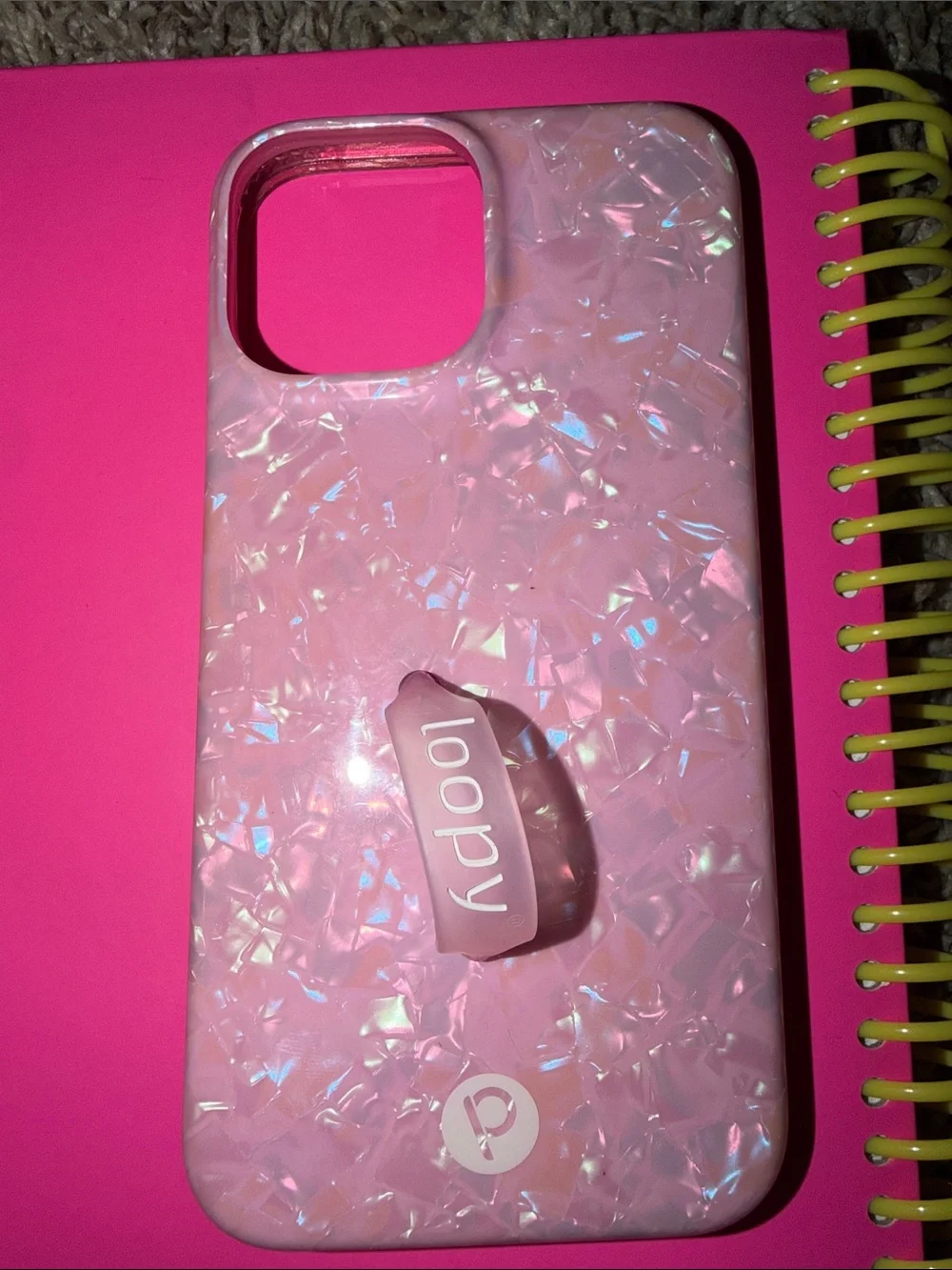 Loopy Case Pink Iridescent Phone Case with Loop Grip for iPhone 12 Pro Max